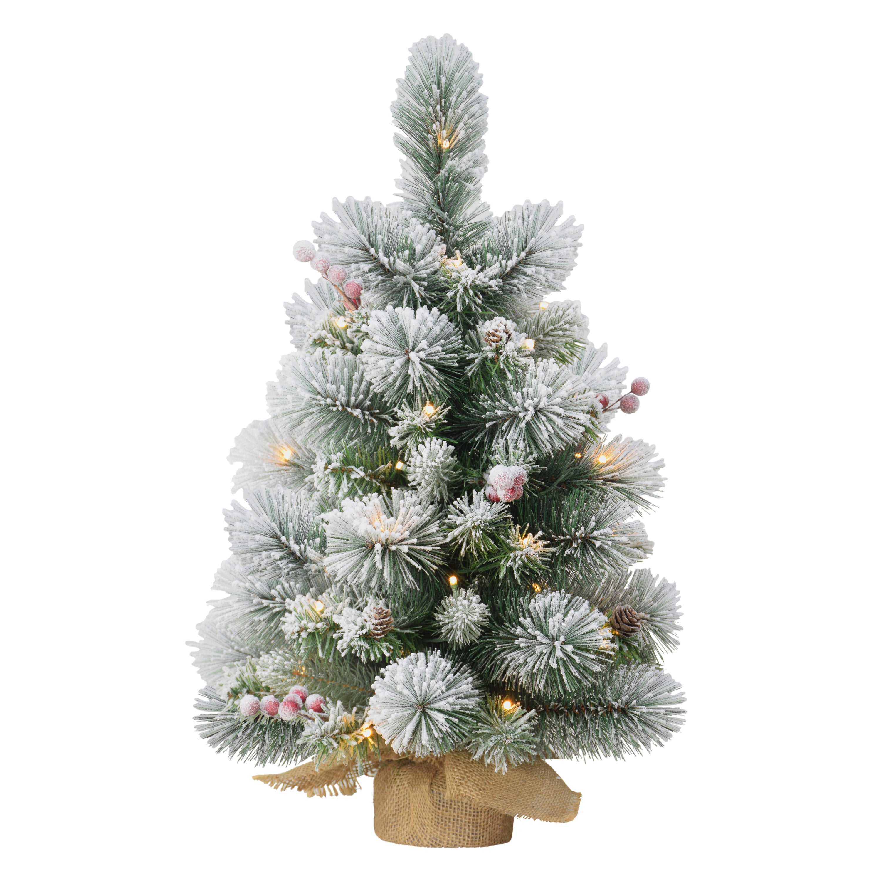 2 ft Pre-Lit Table Top Artificial Christmas Tree with 35 Lights in Tan Sac Green 1830-ST20LW035A-BO